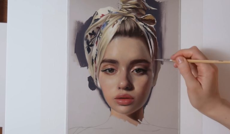 Nézd: Hogyan fest egy művész egy gyönyörű női olajportrét?